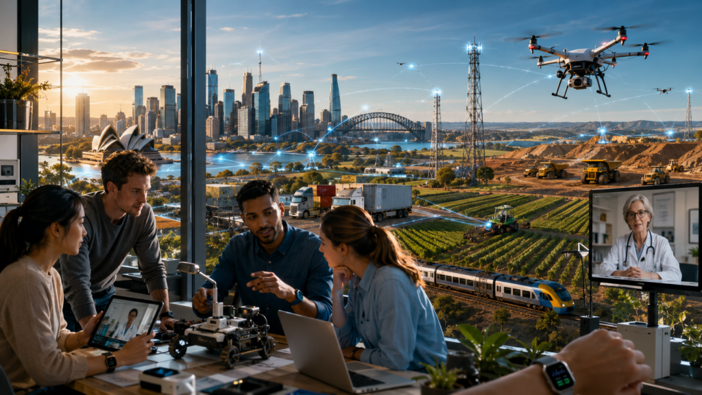 Futuristic laboratory with smart city view